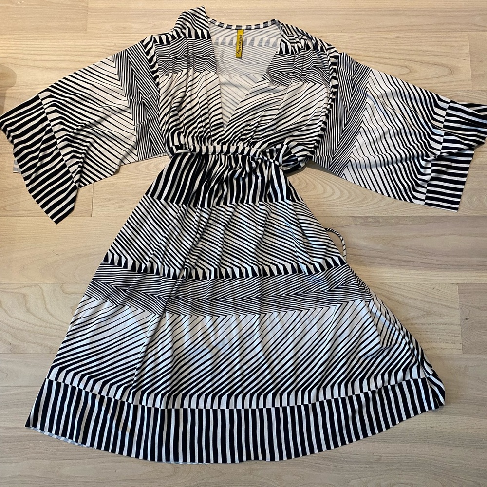 Rachel Pally Mini Caftan Dress Black & Cream
